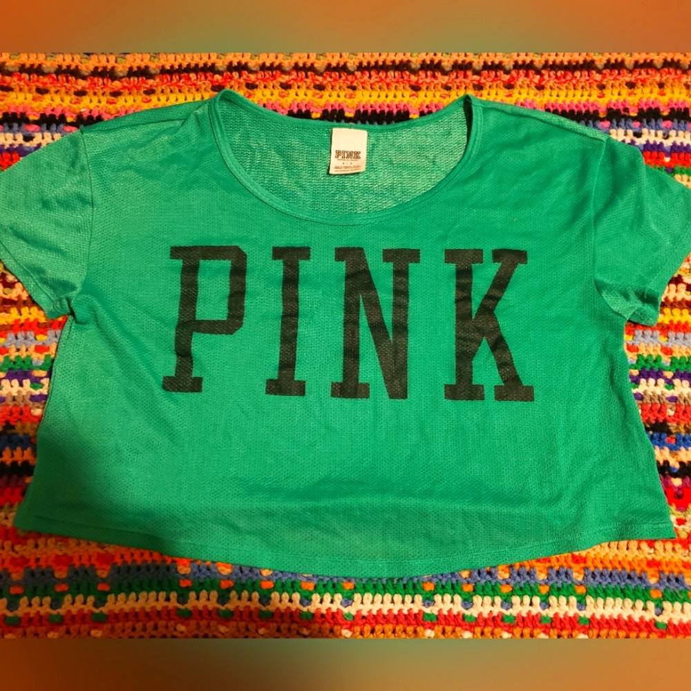 Vintage Victoria Secret Pink Green  Cropped Jersey